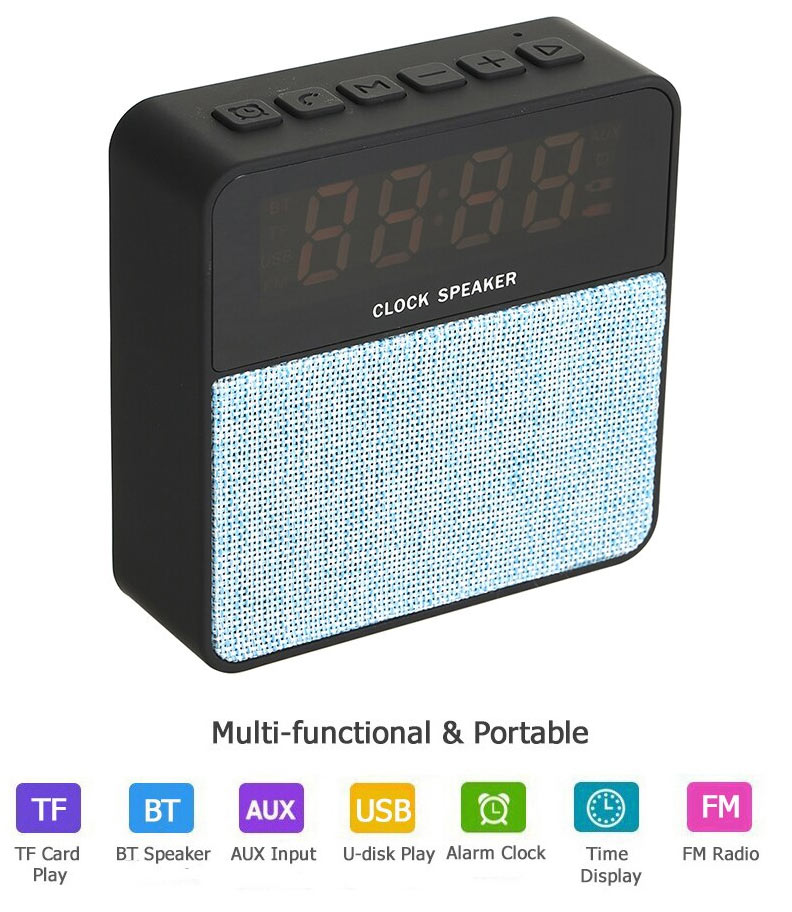 Мини-Колонка Bluetooth UBS-271 LED CLOCK с будильником